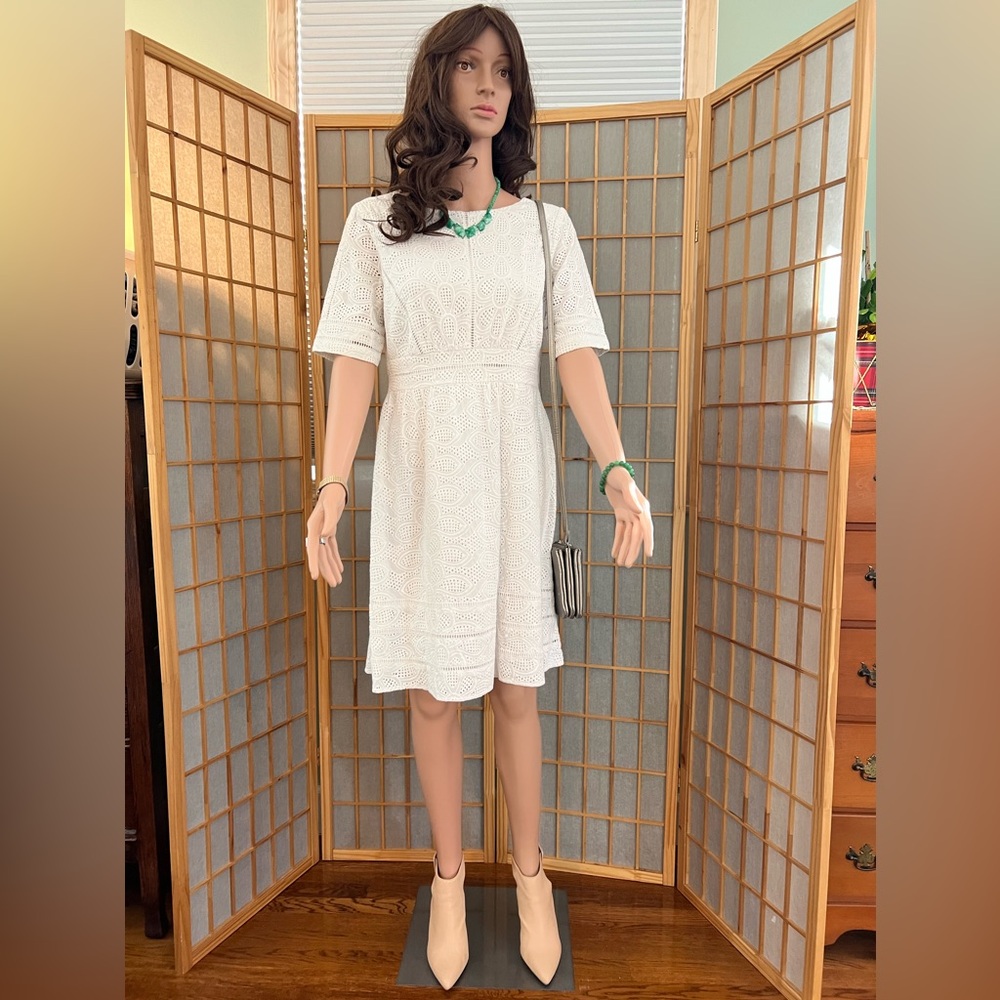 White Sweet Talk Eyelet Lace “Antonio Milani” Dress size 8